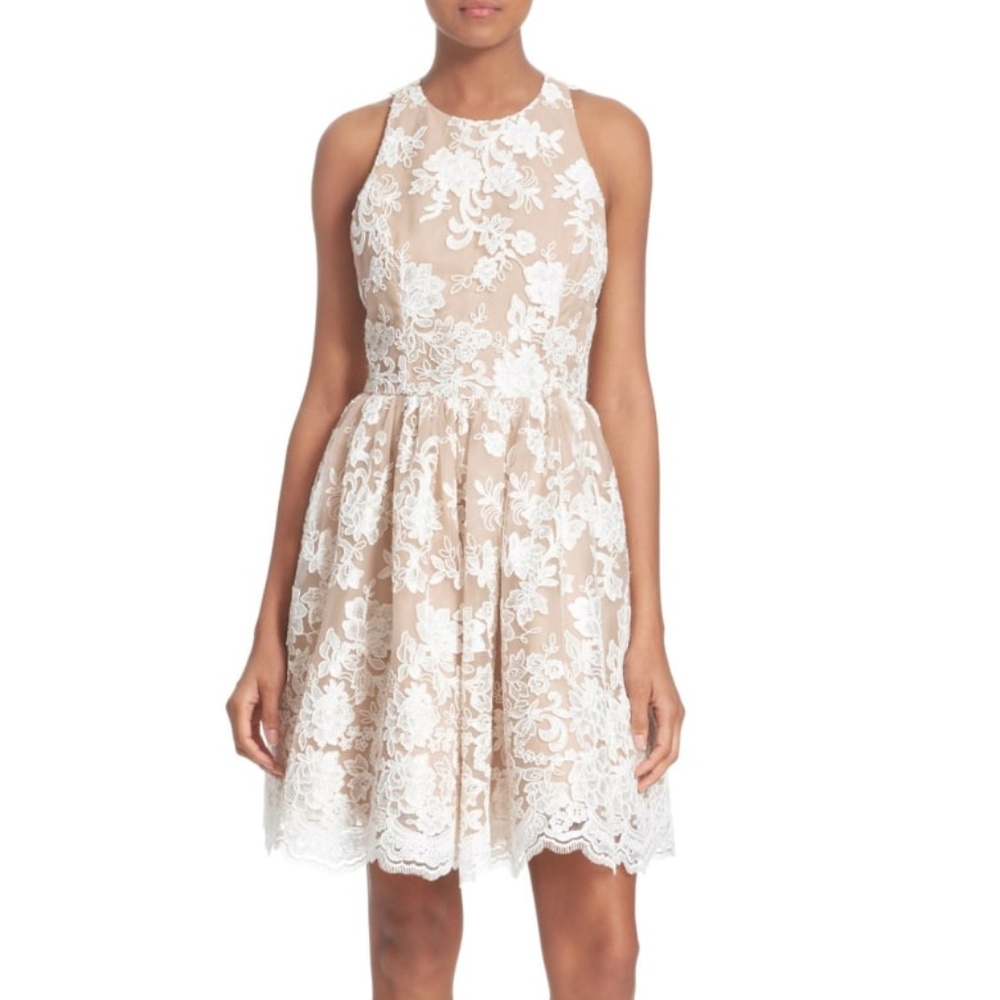 Alice + Olivia  'Ladonna' Lace Fit & Flare Dress 4